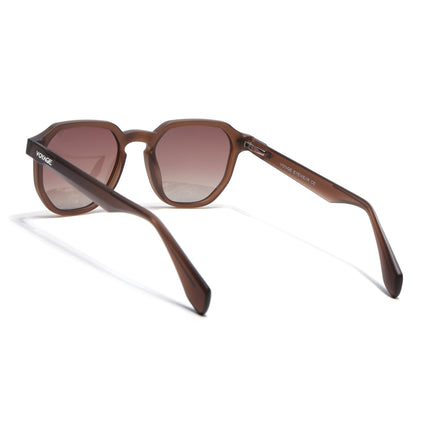 Round Polarized Sunglasses for Men & Women (Brown & Clear Lens | Brown Frame - PMG7271)