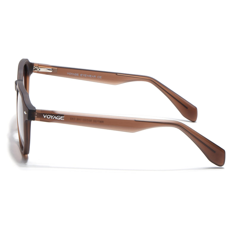 Round Polarized Sunglasses for Men & Women (Brown & Clear Lens | Brown Frame - PMG7271)