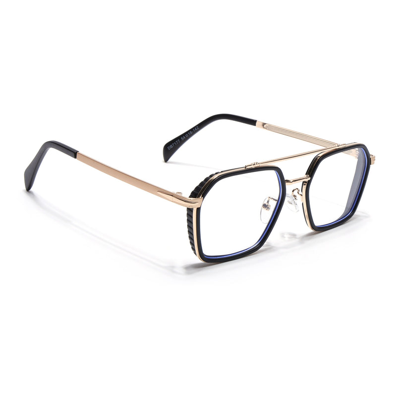 Voyage Black & Golden Wayfarer Eyeglasses for Men & Women - MG5268-C2