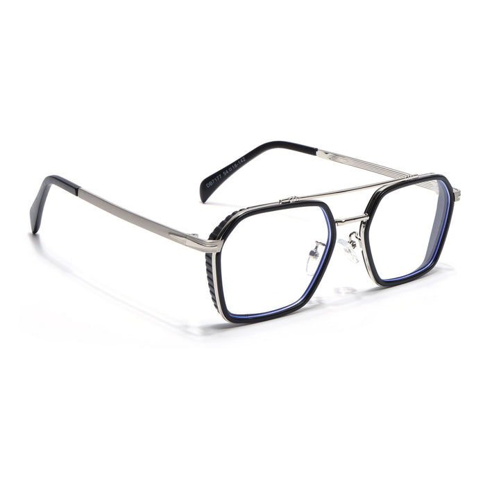 Voyage Black & Silver Wayfarer Eyeglasses for Men & Women - MG5269-C3