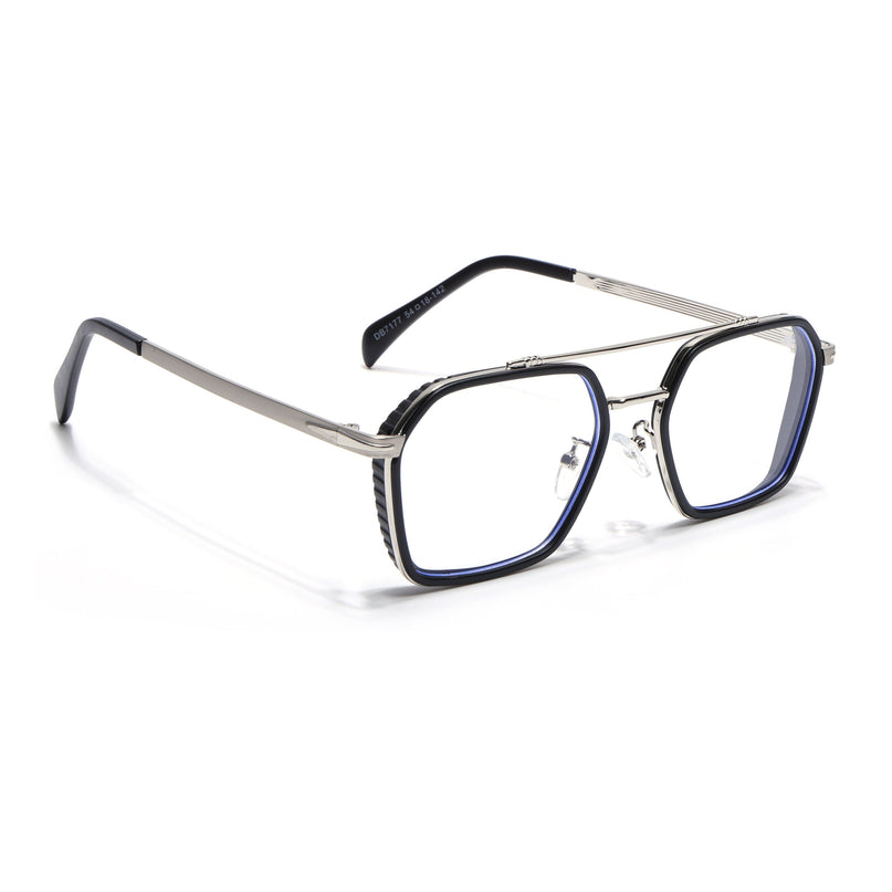 Voyage Black & Silver Wayfarer Eyeglasses for Men & Women - MG5269-C3