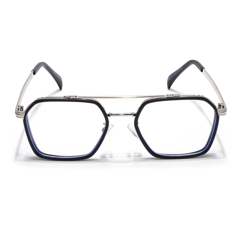 Voyage Black & Silver Wayfarer Eyeglasses for Men & Women - MG5269-C3
