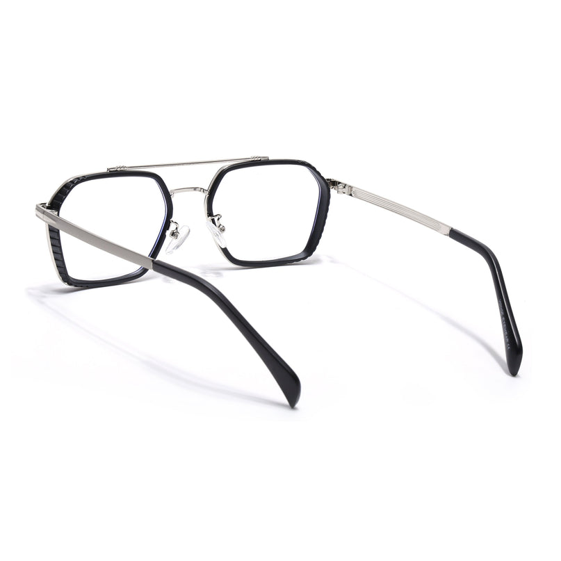 Voyage Black & Silver Wayfarer Eyeglasses for Men & Women - MG5269-C3
