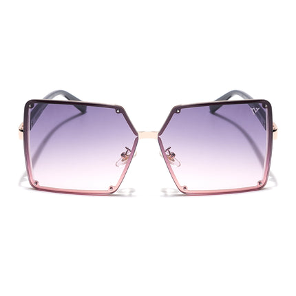 Over Size Sunglasses (Grey & Pink Lens | Golden Frame - MG4180)