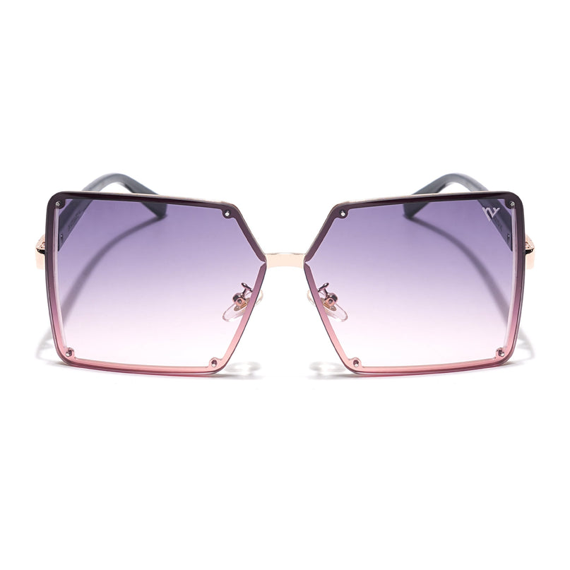 Over Size Sunglasses (Grey & Pink Lens | Golden Frame - MG4180)