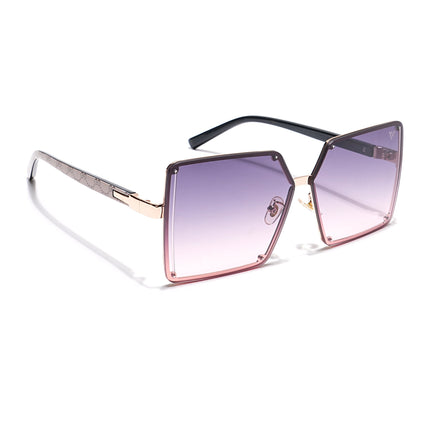 Over Size Sunglasses (Grey & Pink Lens | Golden Frame - MG4180)