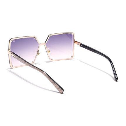 Over Size Sunglasses (Grey & Pink Lens | Golden Frame - MG4180)