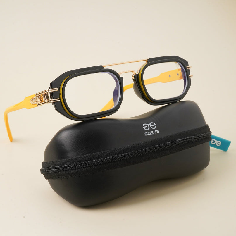 Voyage Black & Yellow Oval Eyeglasses - MG3928