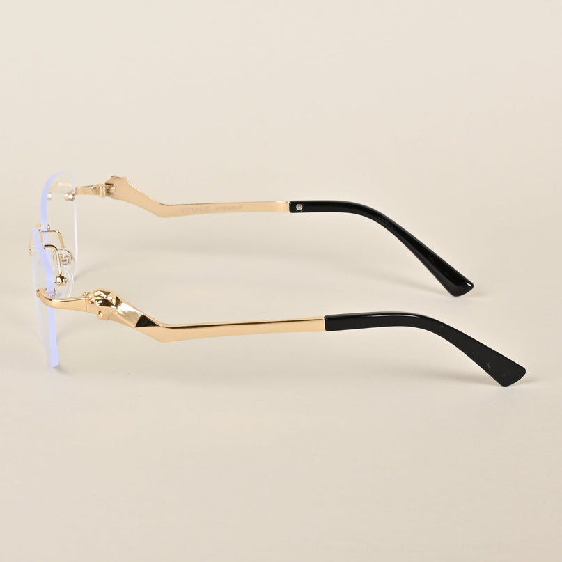 Voyage Golden Square Rim Less Eyeglasses - MG3930