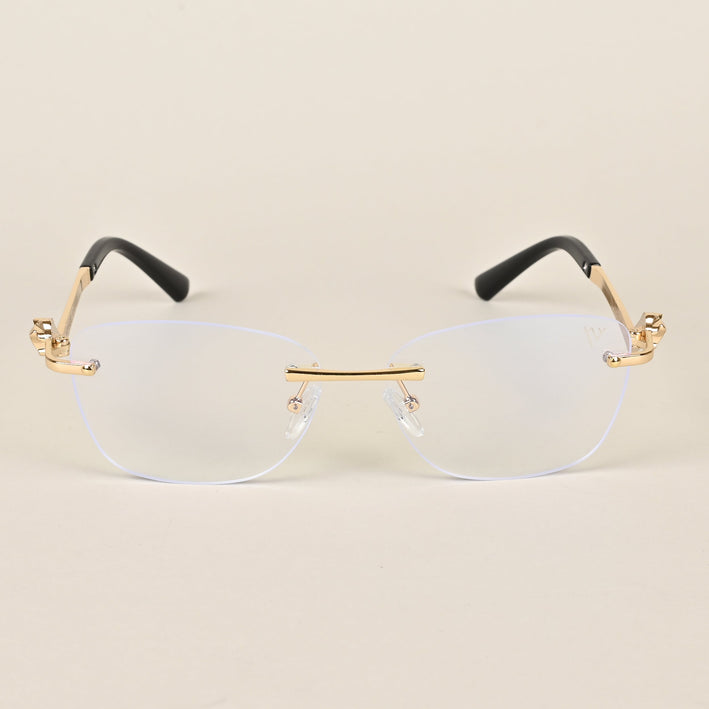 Voyage Golden Square Rim Less Eyeglasses - MG3930