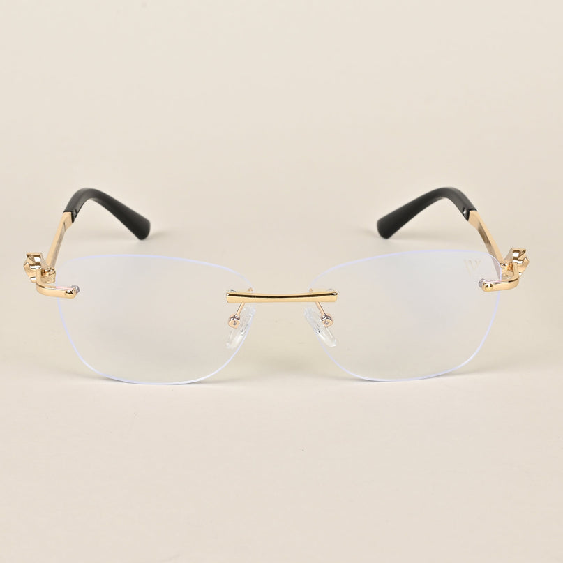 Voyage Golden Square Rim Less Eyeglasses - MG3930