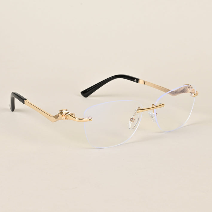 Voyage Golden Square Rim Less Eyeglasses - MG3930