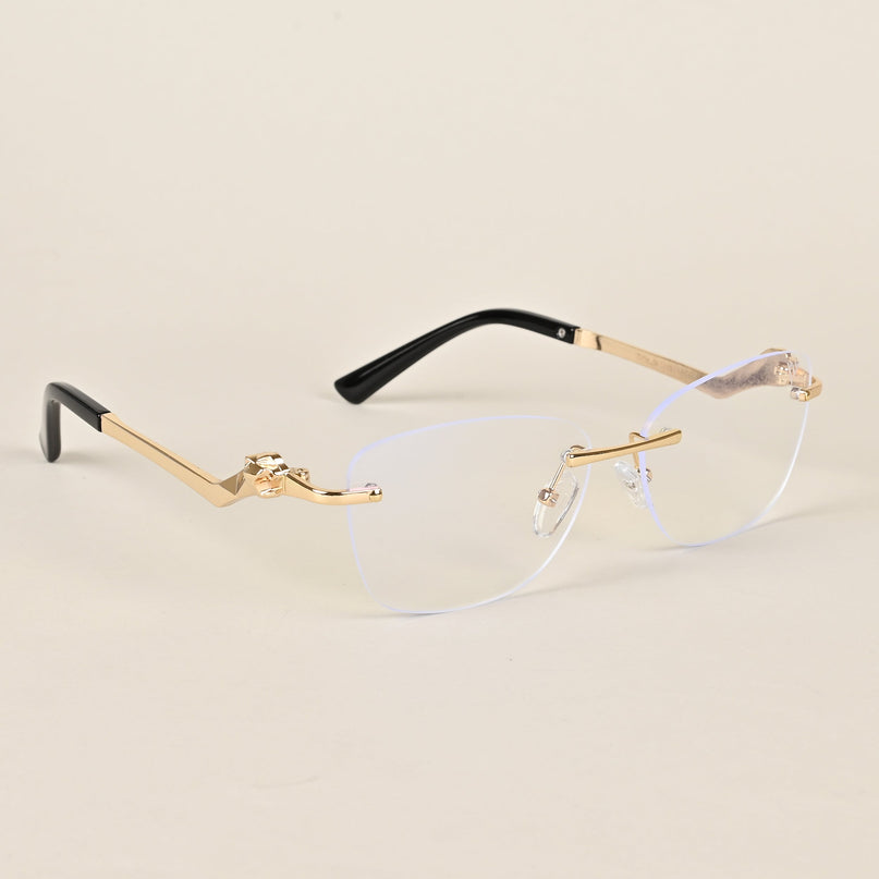 Voyage Golden Square Rim Less Eyeglasses - MG3930
