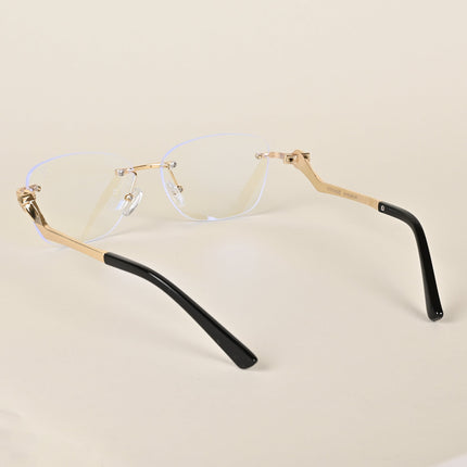 Voyage Golden Square Rim Less Eyeglasses - MG3930