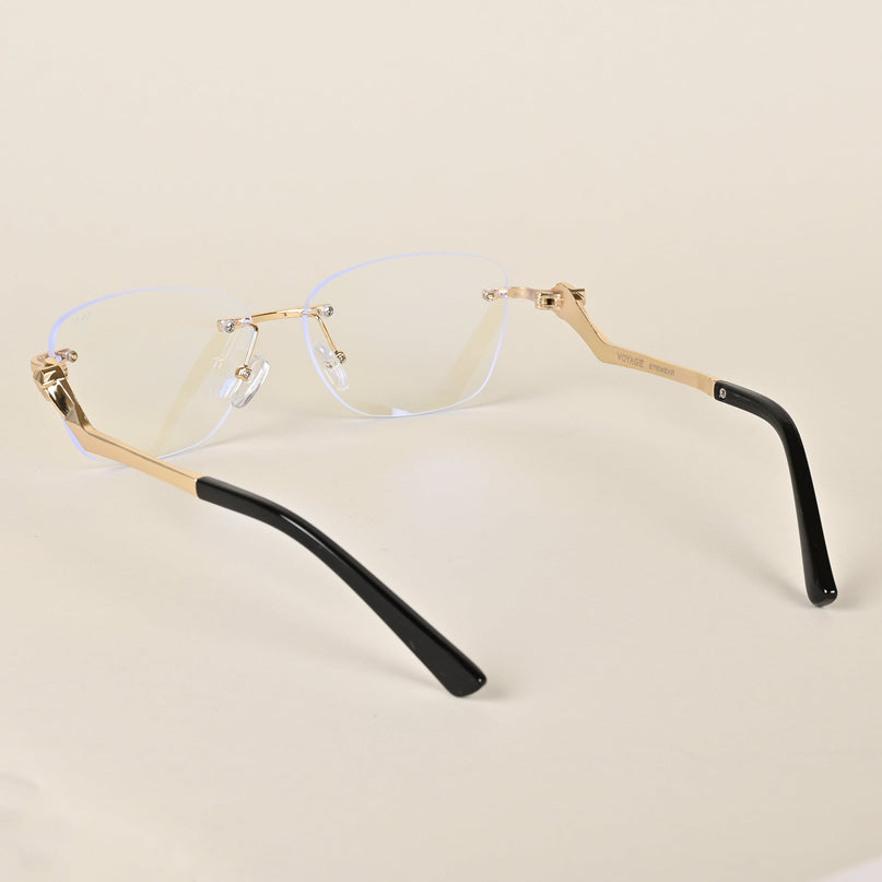 Voyage Golden Square Rim Less Eyeglasses - MG3930