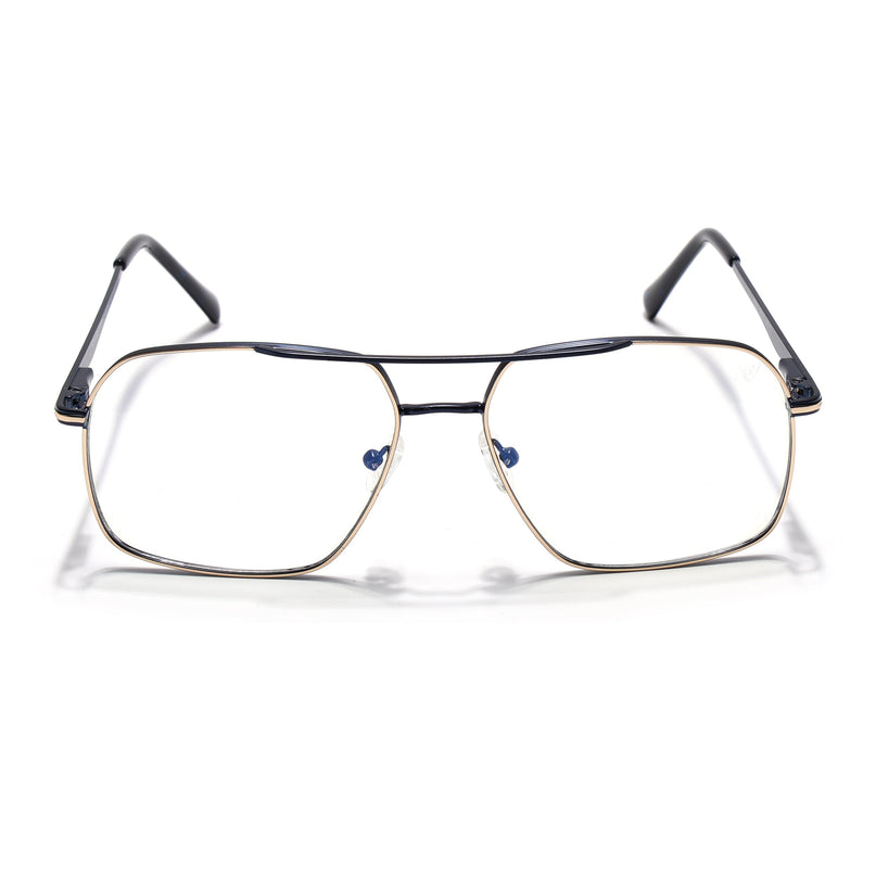 Voyage Golden & Navy Blue Wayfarer Eyeglasses for Men & Women (73013FMG7068-C4)