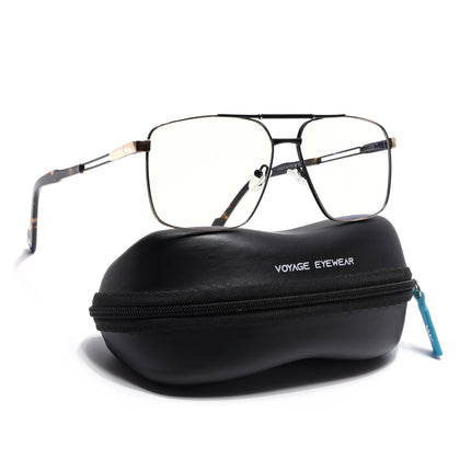 Voyage Golden & Black Wayfarer Eyeglasses for Men & Women (73014FMG7074-C3)