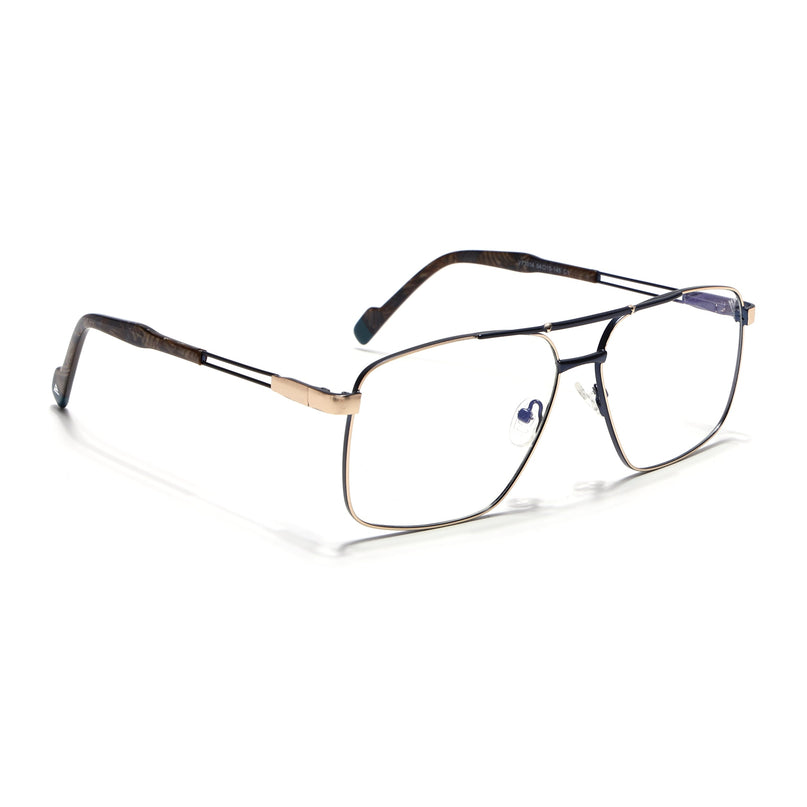 Voyage Golden & Navy Blue Wayfarer Eyeglasses for Men & Women (73014FMG7075-C4)