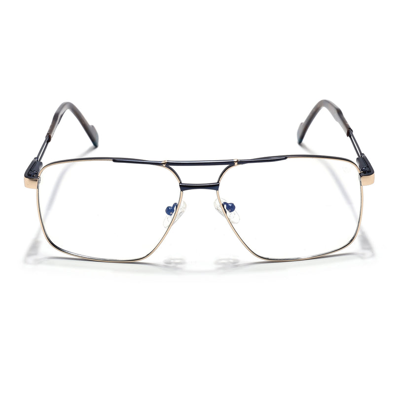 Voyage Golden & Navy Blue Wayfarer Eyeglasses for Men & Women (73014FMG7075-C4)