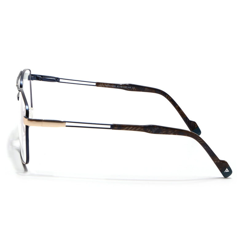 Voyage Golden & Navy Blue Wayfarer Eyeglasses for Men & Women (73014FMG7075-C4)