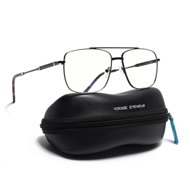 Voyage Golden & Black Wayfarer Eyeglasses for Men & Women (73015FMG7079-C1)