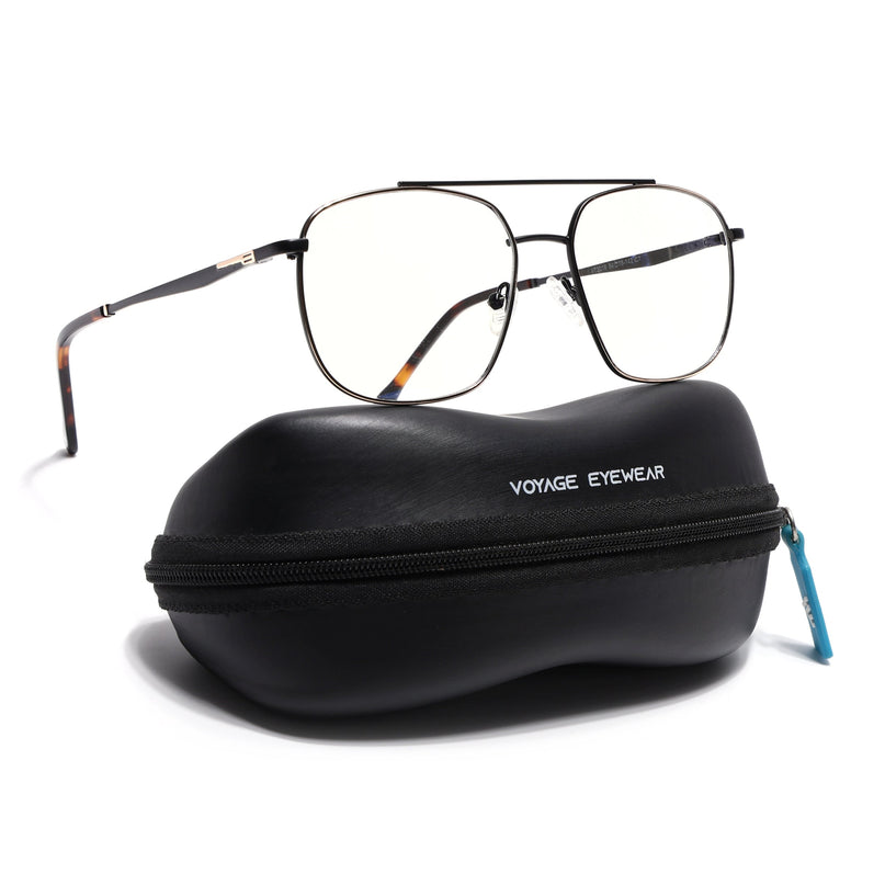 Voyage Golden & Black Wayfarer Eyeglasses for Men & Women (73016FMG7088-C3)