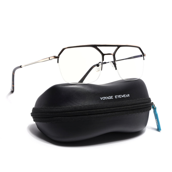Voyage Golden & Black Half Rim Eyeglasses for Men & Women (73017FMG7093-C1)