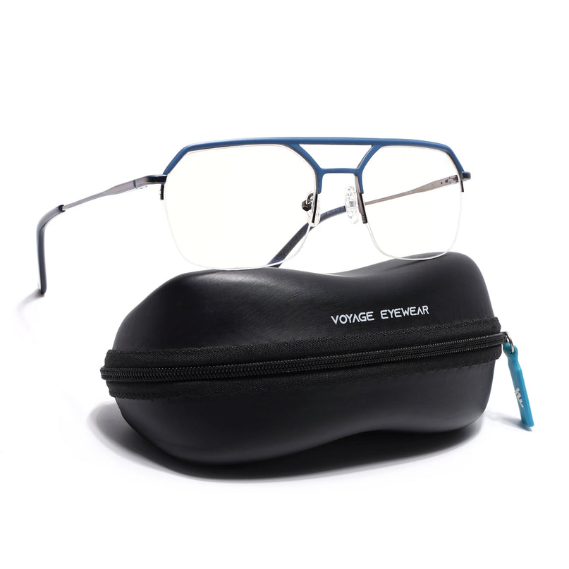 Voyage Sky Blue Half Rim Eyeglasses for Men & Women (73017FMG7097-C5)