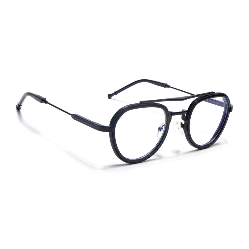 Voyage Black Round Eyeglasses for Men & Women (7329FMG7057-C1)