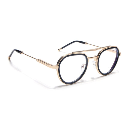 Voyage Golden & Black Round Eyeglasses for Men & Women (7329FMG7058-C2)