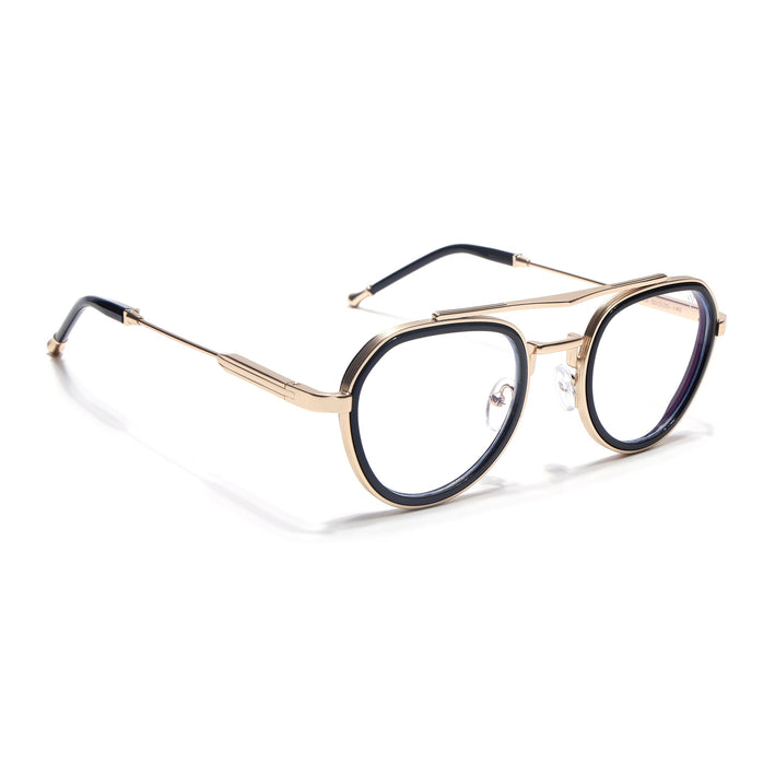 Voyage Golden & Black Round Eyeglasses for Men & Women (7329FMG7058-C2)