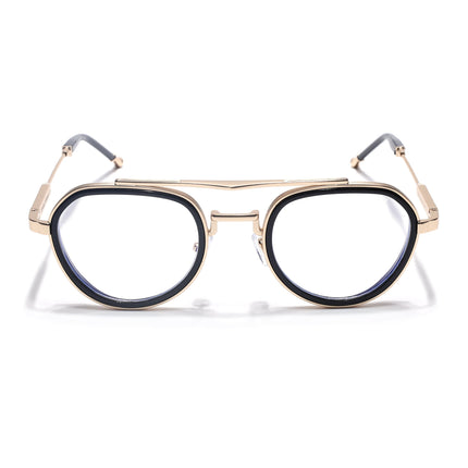 Voyage Golden & Black Round Eyeglasses for Men & Women (7329FMG7058-C2)