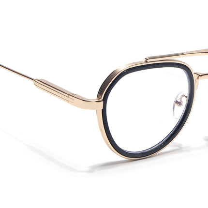 Voyage Golden & Black Round Eyeglasses for Men & Women (7329FMG7058-C2)