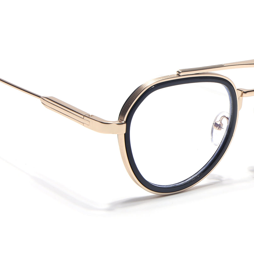 Voyage Golden & Black Round Eyeglasses for Men & Women (7329FMG7058-C2)