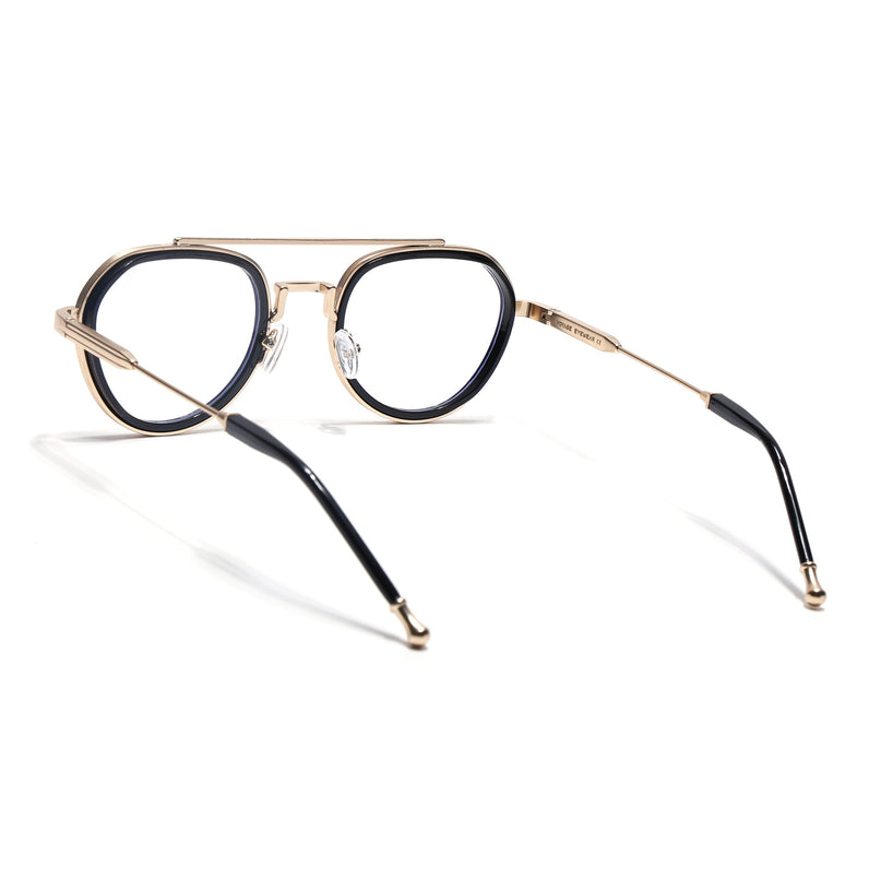 Voyage Golden & Black Round Eyeglasses for Men & Women (7329FMG7058-C2)