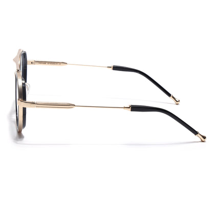 Voyage Golden & Black Round Eyeglasses for Men & Women (7329FMG7058-C2)