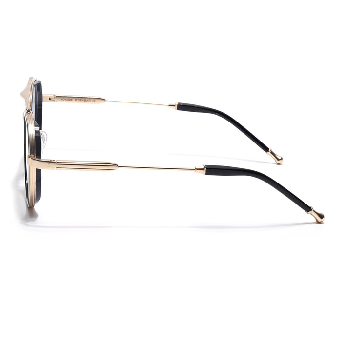Voyage Golden & Black Round Eyeglasses for Men & Women (7329FMG7058-C2)