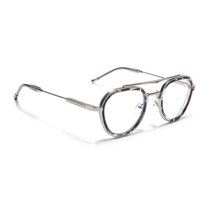 Voyage Silver & Demi Grey Round Eyeglasses for Men & Women (7329FMG7059-C3)