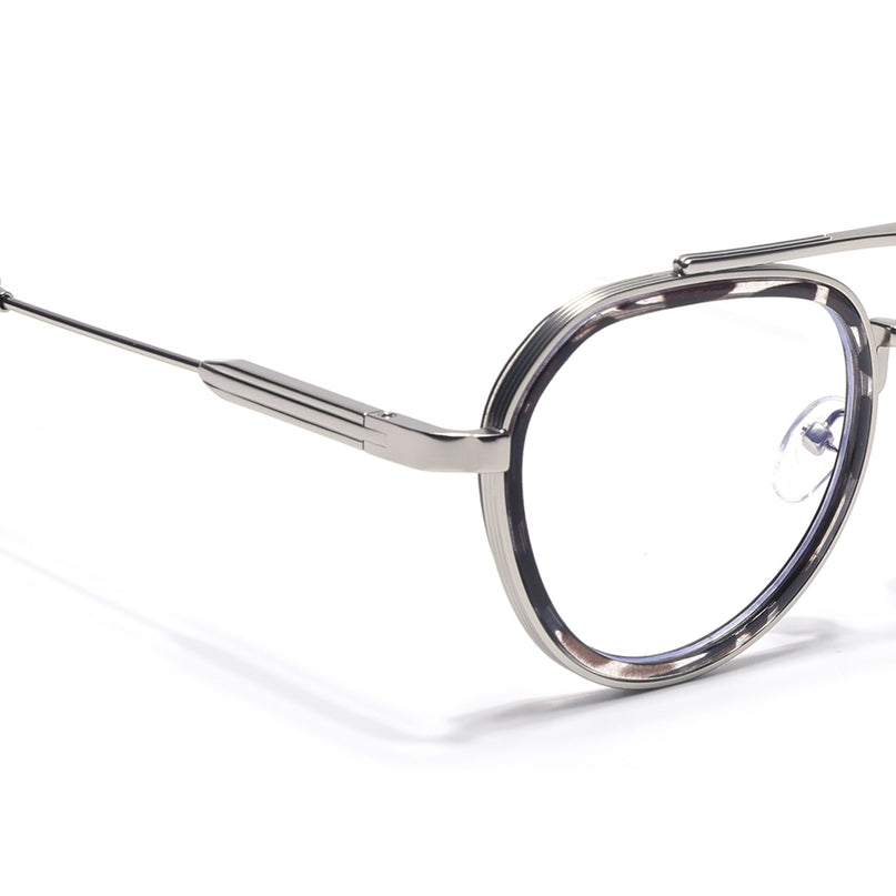 Voyage Silver & Demi Grey Round Eyeglasses for Men & Women (7329FMG7059-C3)