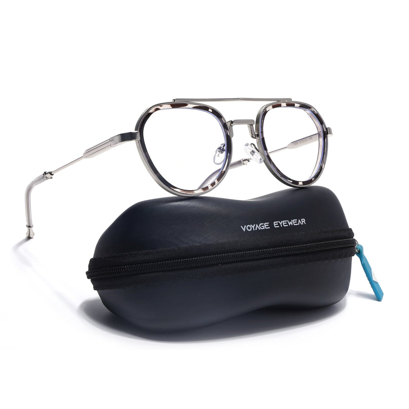 Voyage Silver & Demi Grey Round Eyeglasses for Men & Women (7329FMG7059-C3)