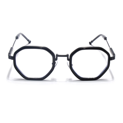 Voyage Black Hexagonal Eyeglasses for Men & Women (7330FMG7060-C1)