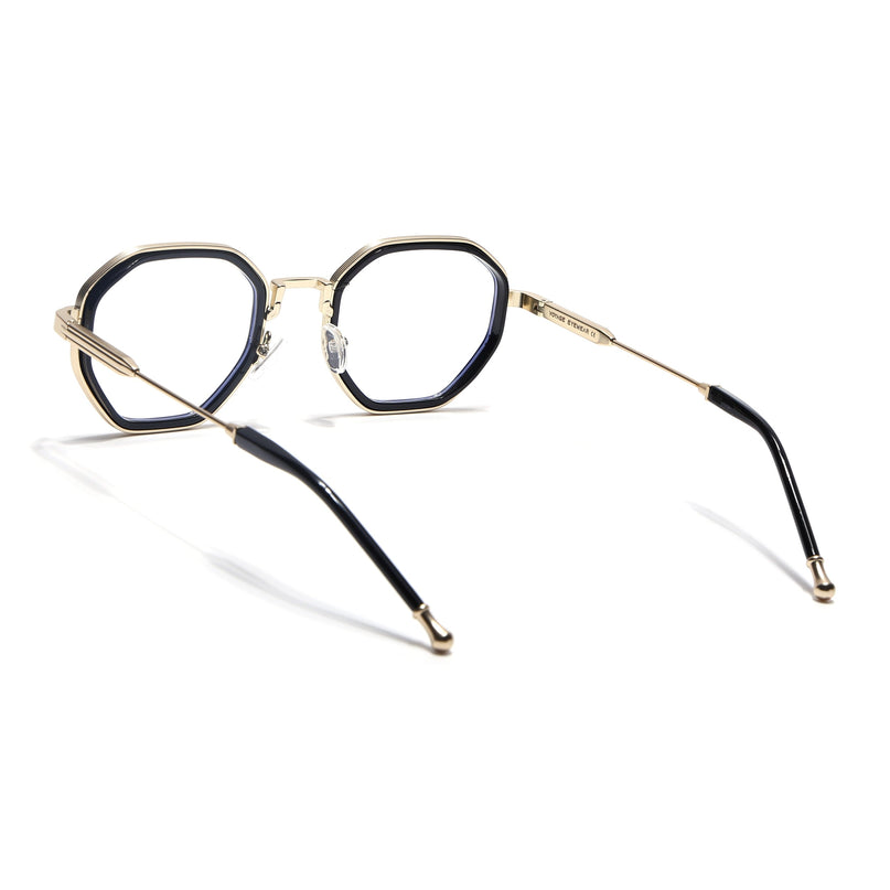 Voyage Golden & Black Hexagonal Eyeglasses for Men & Women (7330FMG7061-C2)