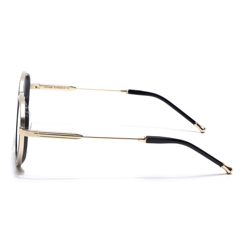 Voyage Golden & Black Hexagonal Eyeglasses for Men & Women (7330FMG7061-C2)