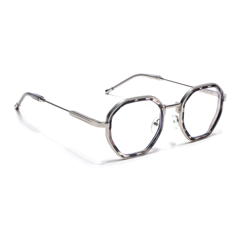 Voyage Silver & Demi Grey Hexagonal Eyeglasses for Men & Women (7330FMG7062-C3)
