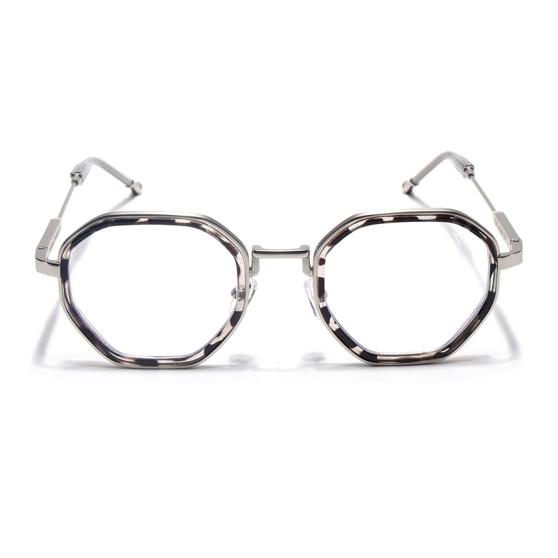 Voyage Silver & Demi Grey Hexagonal Eyeglasses for Men & Women (7330FMG7062-C3)