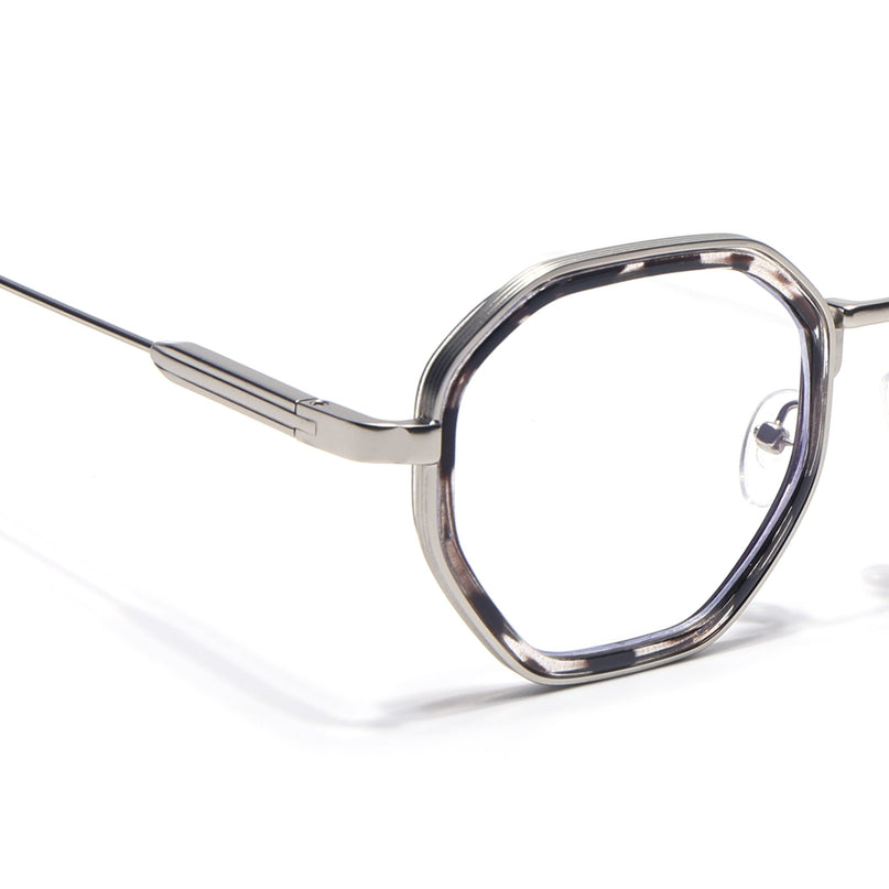 Voyage Silver & Demi Grey Hexagonal Eyeglasses for Men & Women (7330FMG7062-C3)