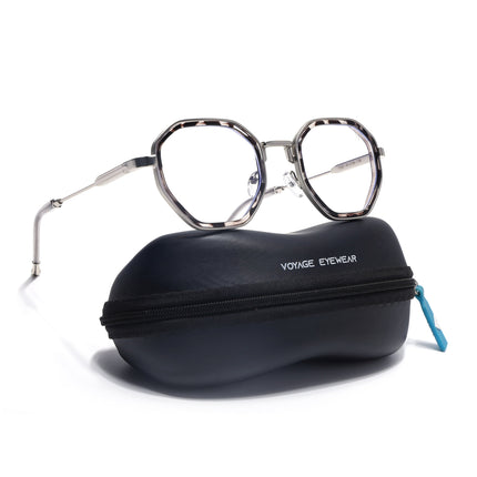 Voyage Silver & Demi Grey Hexagonal Eyeglasses for Men & Women (7330FMG7062-C3)