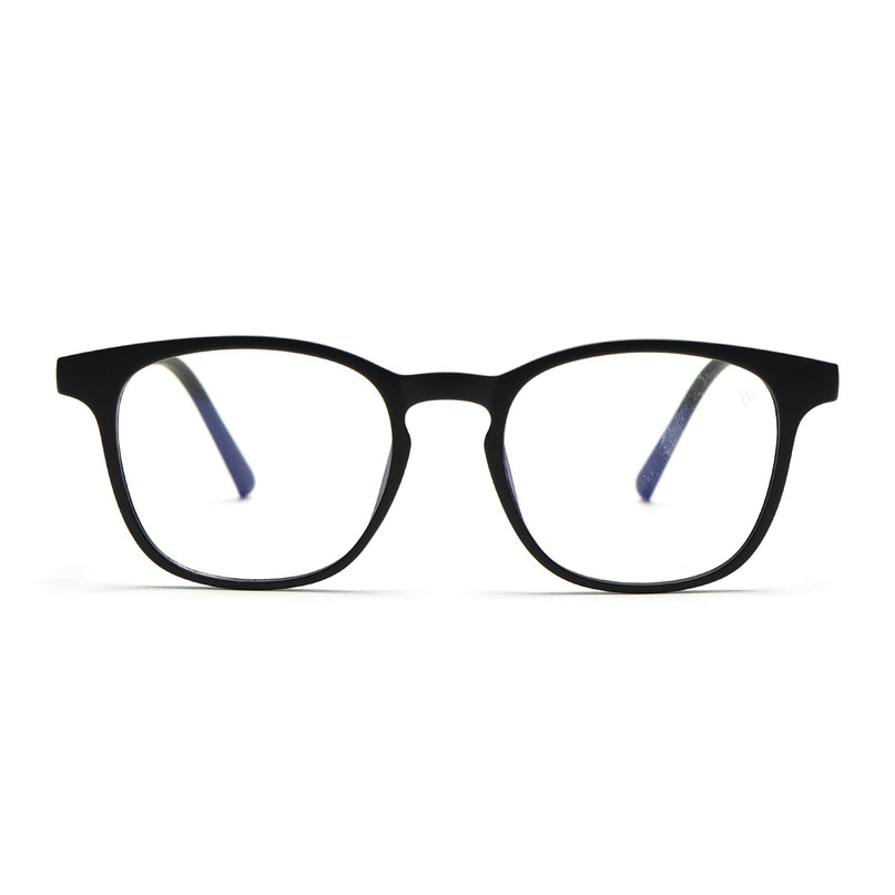 Round Clip-On Polarized Sunglasses for Men & Women (Clear Lens | Black Frame - PMG7361)