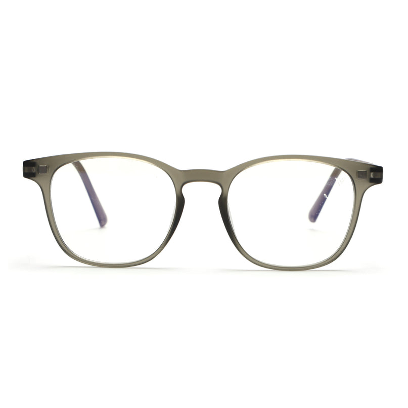 Round Clip-On Polarized Sunglasses for Men & Women (Clear Lens | Grey Frame - PMG7362)