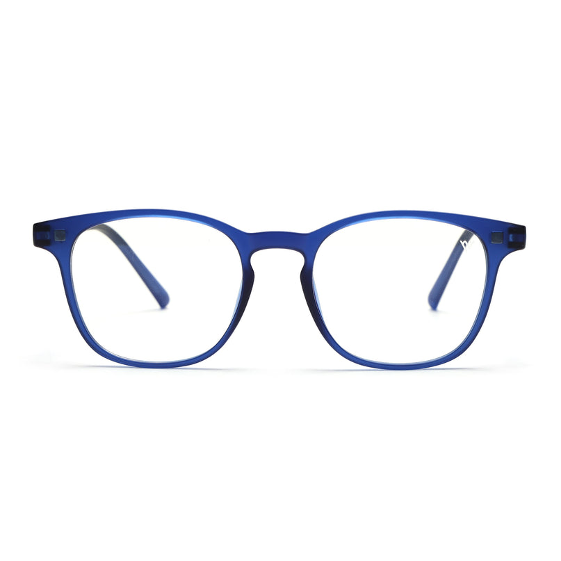 Round Clip-On Polarized Sunglasses for Men & Women (Clear Lens | Dark Blue Frame - PMG7363)